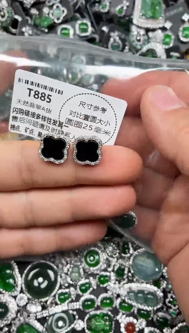 颈饰未镶嵌翡翠T885耳钉