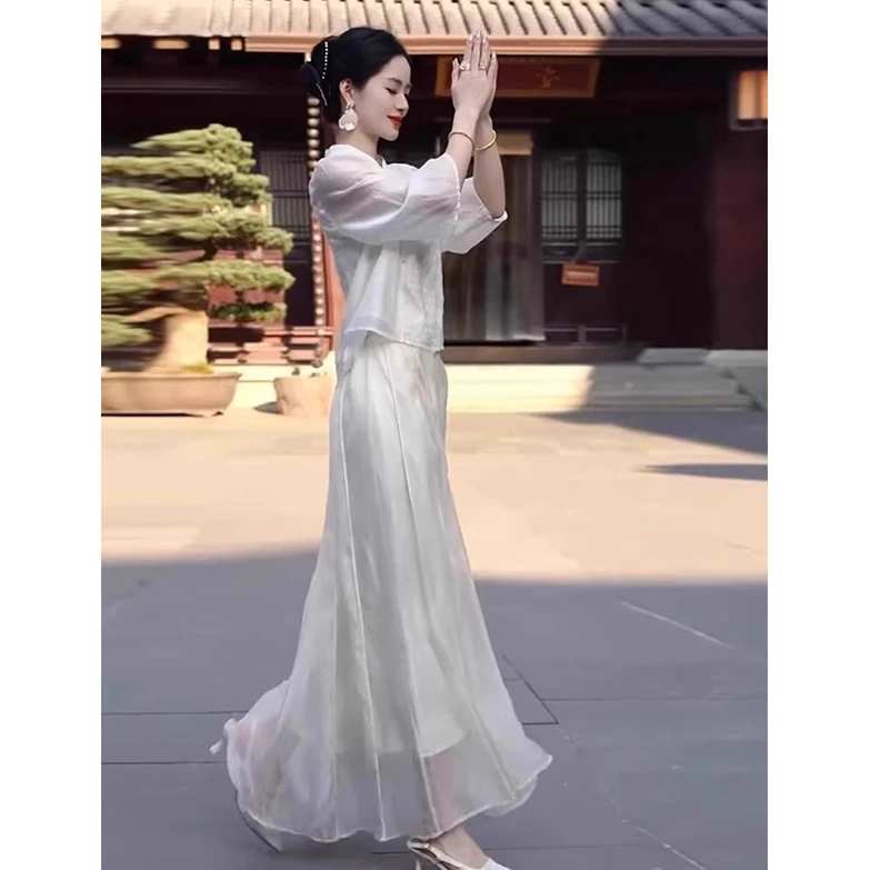 新中式国风套装女夏季2025新款禅意佛系茶服气质女神范高端连衣裙