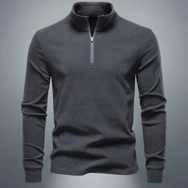 半拉链抓绒卫衣新款2025秋冬男士高端德绒保暖打底衫百搭长袖休闲