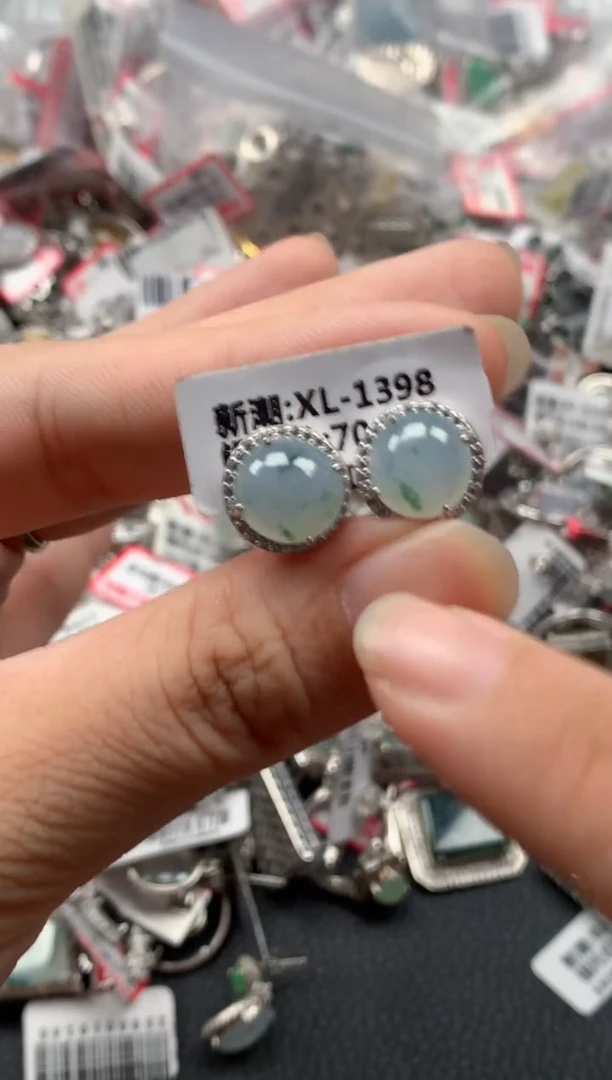 银S925镶嵌戒指翡翠天然A货缅甸翡翠