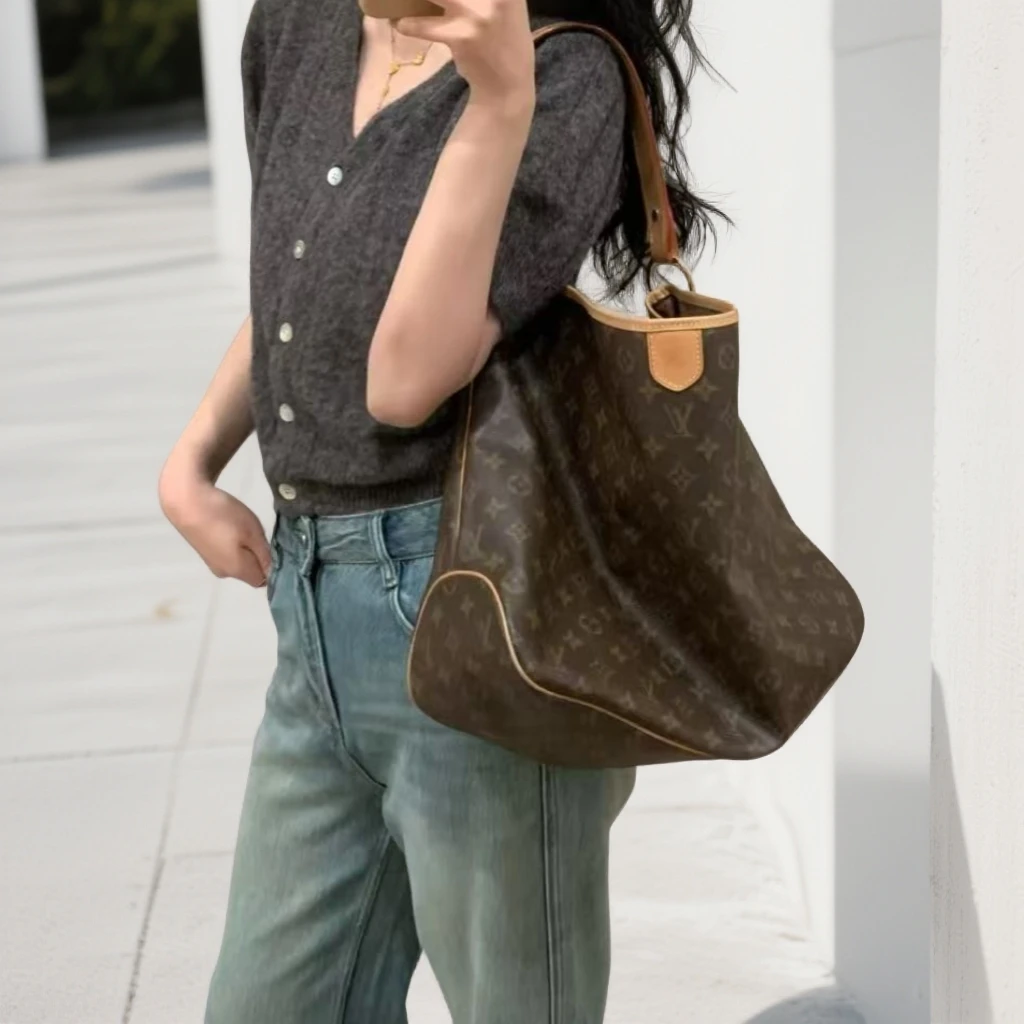 95新 LouisVuitton/路易威登 修复品 LV老花delightful购物袋小号