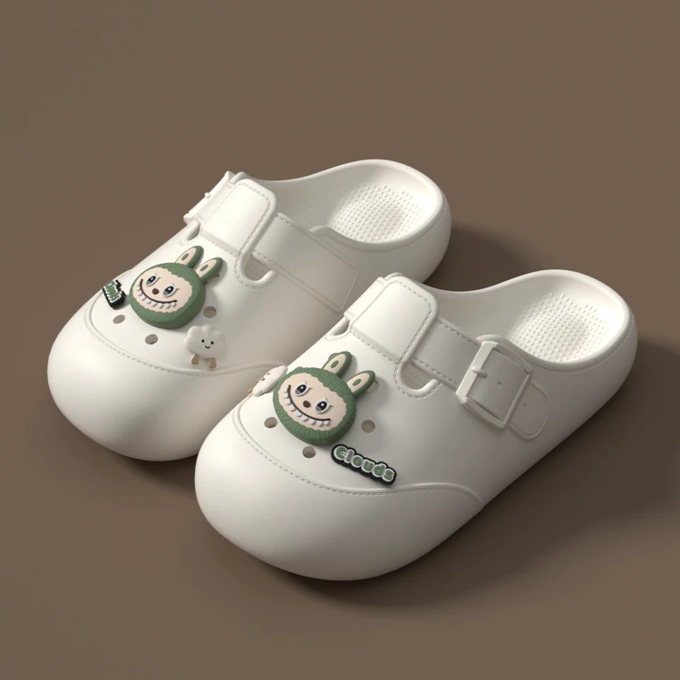 女款夏季防滑卡通可爱外穿拉布布包头洞洞鞋网红厚底踩屎感拖鞋女