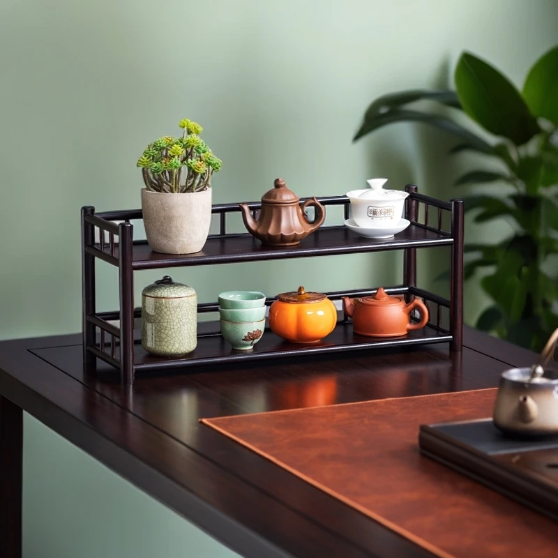 客厅桌面杯架博古架小型桌上茶具架子置物架多层茶杯紫砂壶收纳架