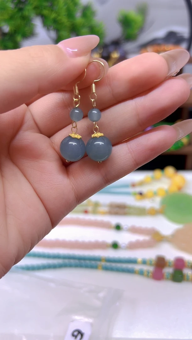 翡翠14K金镶嵌耳饰E779