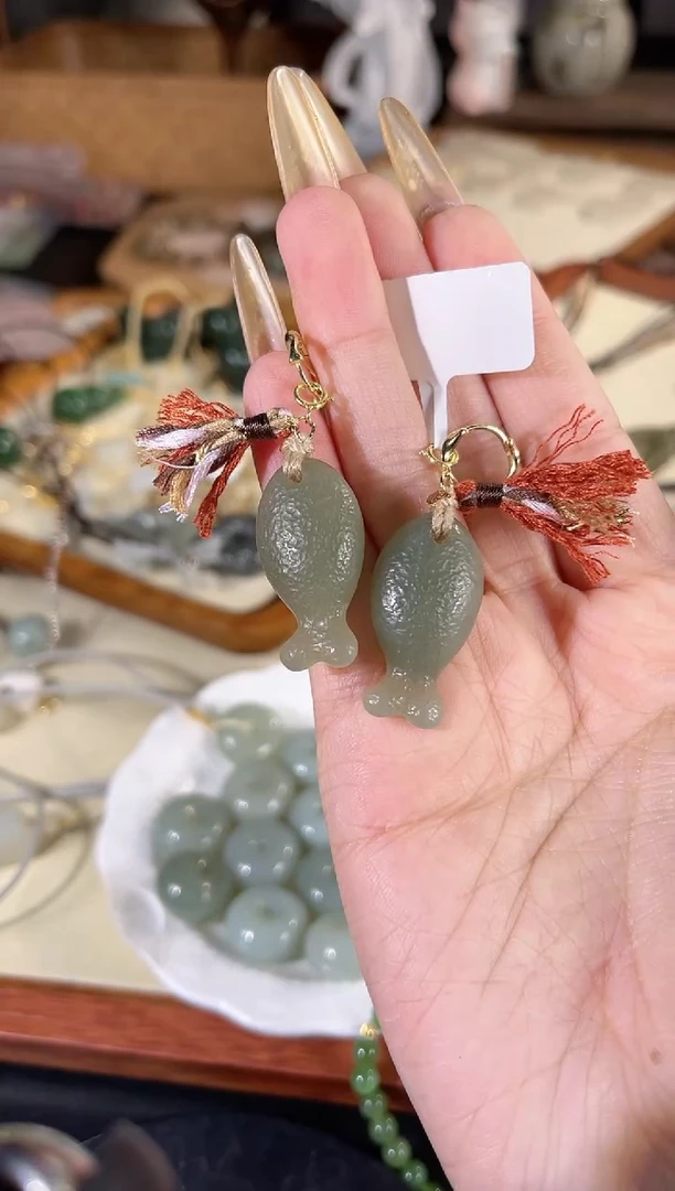 吊坠(不含链)银S925镶嵌和田玉多样性发其一对