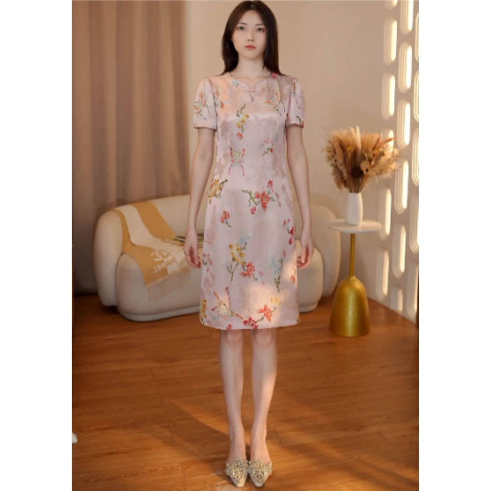 东方黛迪 夏季新款 新中式气质复古修身连衣裙PO73902