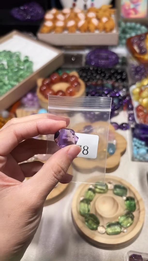 水晶手串未镶嵌素*P78紫水晶随型单颗拍3