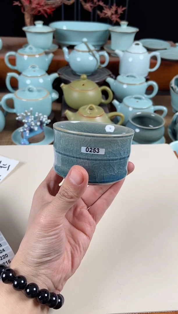 【闪购商品】其他253号微瑕仿北宋天蓝竹节杯原泥胎煤柴烧
