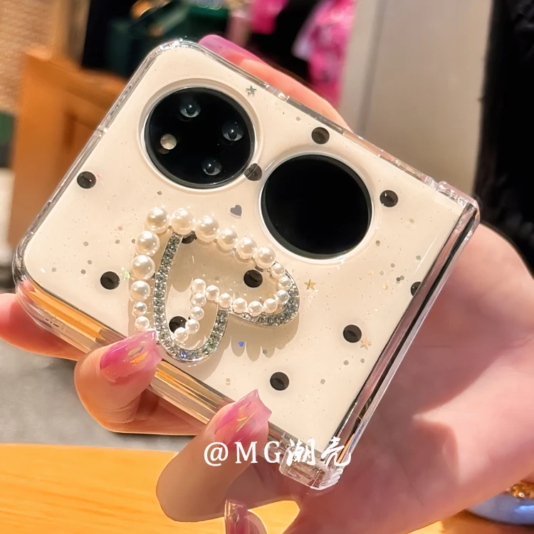 ins风简约黑波点适用华为pocket2手机壳pockes折叠屏P50宝盒新款