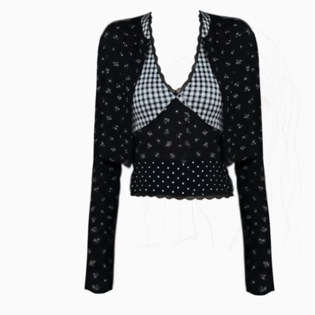 大码胖MM甜辣妹性感拼接吊带背心女春季新款碎花开衫韩系穿搭套装