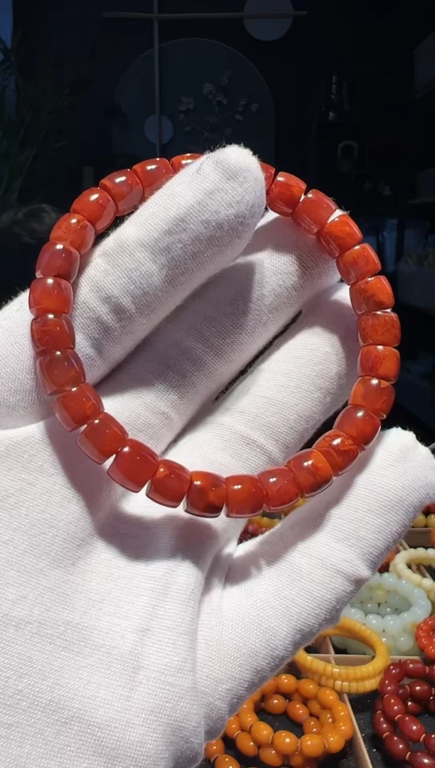 手串未镶嵌南红玛瑙8+火焰纹