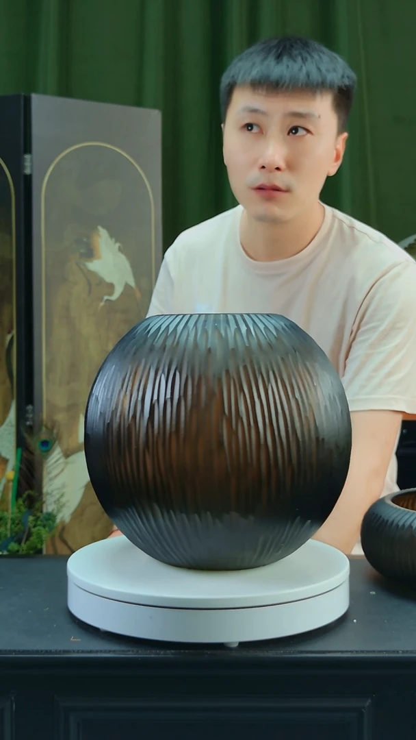 手工艺品琉璃手工磨刻圆23高23宽