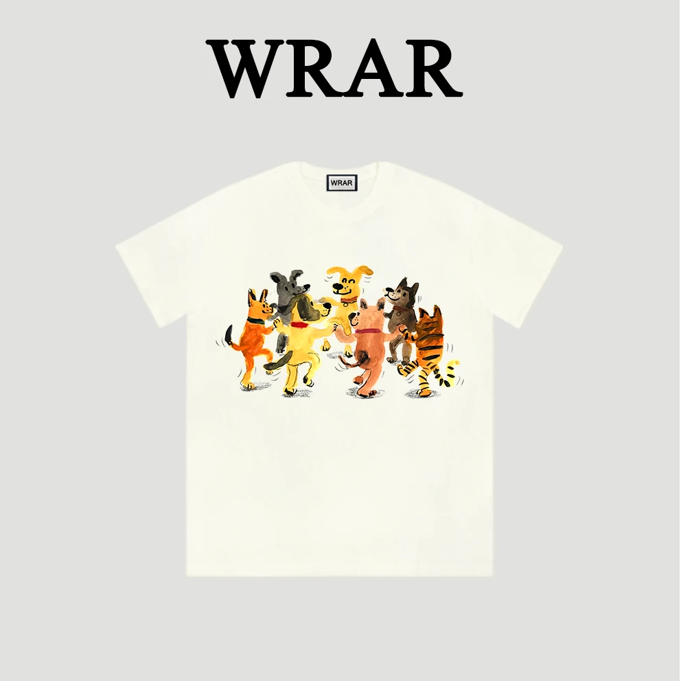 【狗狗跳舞】新品动物系列透气宽松T恤圆领慵懒风可爱百搭1