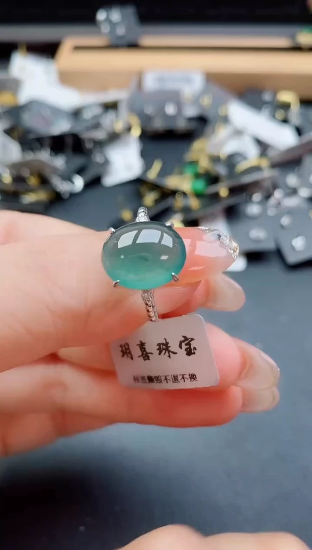 银S925镶嵌戒指翡翠1