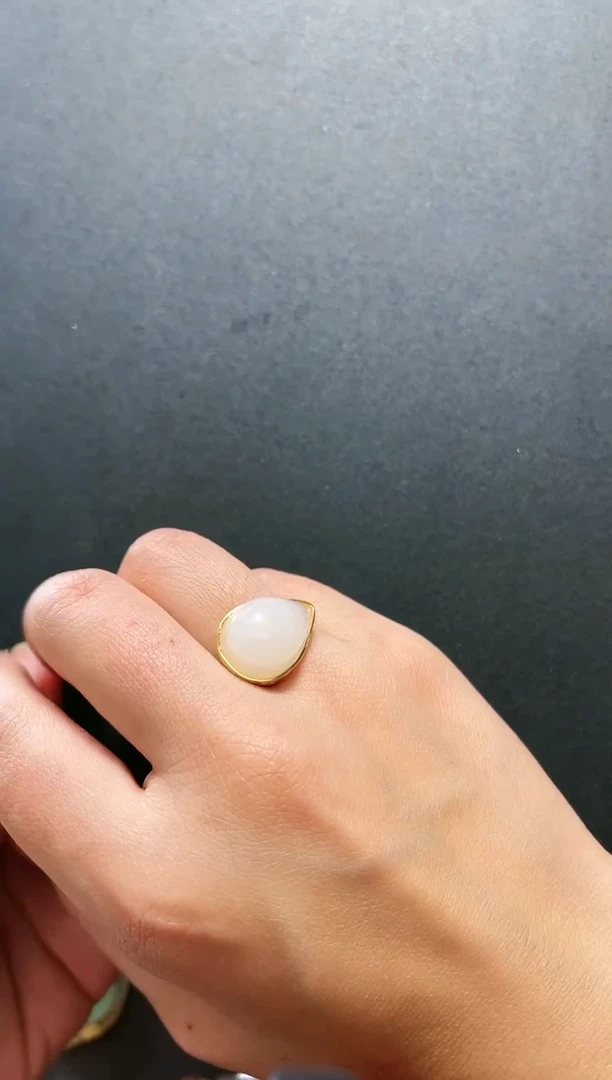 【闪购商品】和田玉戒指18K金镶嵌支持48小时鉴赏