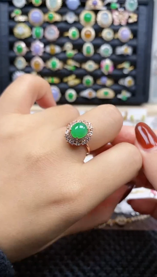 银S925镶嵌戒指翡翠428