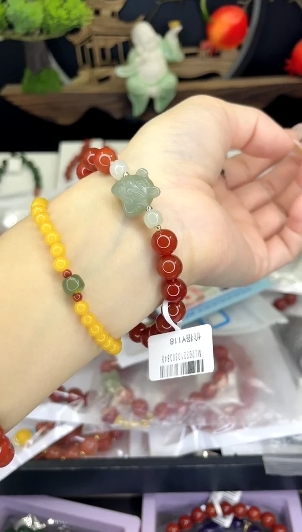 【闪购商品】南红玛瑙手链银S925镀金镶嵌南红手链