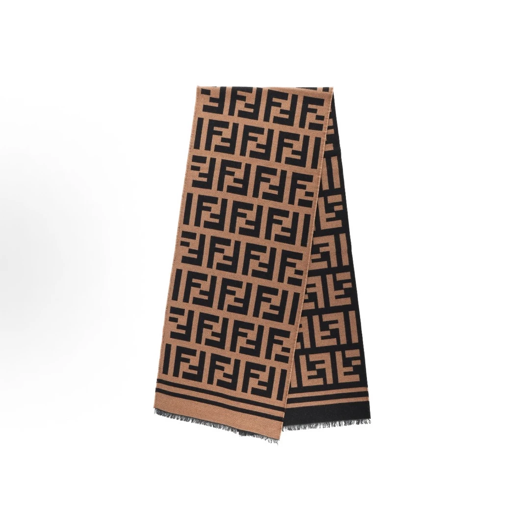 FENDI 经典FF图案 羊毛棕色围巾