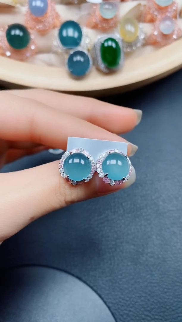 【闪购商品】翡翠耳饰银S925镶嵌翡翠