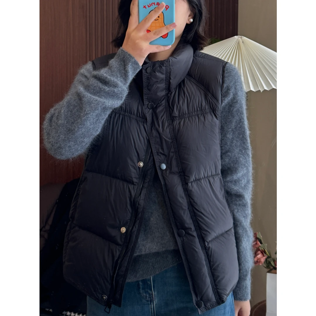 「泡芙马甲」冬季新国标90白鸭绒泡芙羽绒立领马甲保暖C0556