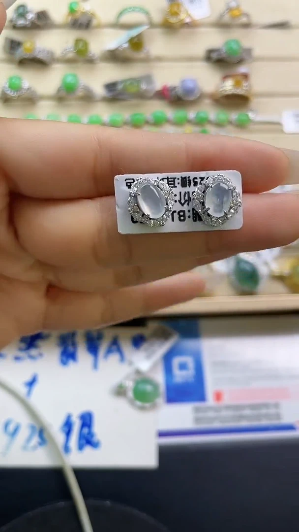 银S925镶嵌戒指翡翠翡翠 蛋面 银S925镶嵌