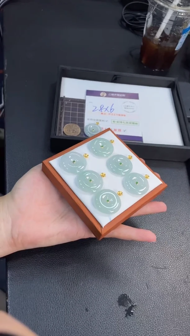 18K金镶嵌挂件翡翠平安扣FL12@多样性发其一CP配绳