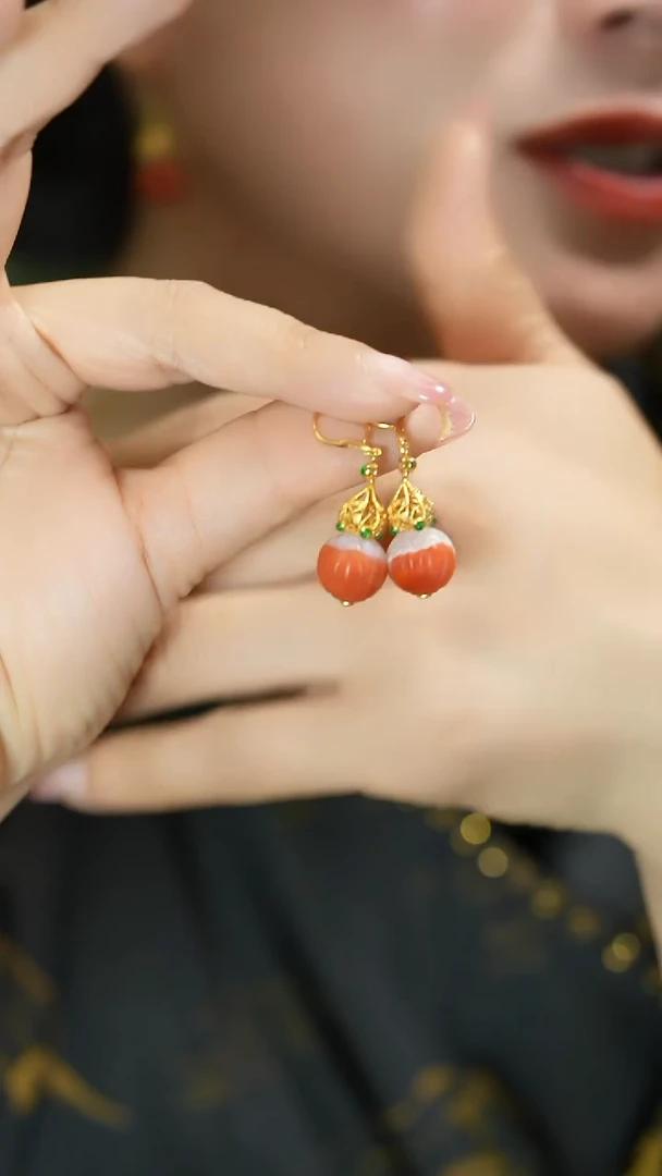 【闪购商品】南红玛瑙耳饰银S925镶嵌支持48小时鉴赏多样性发货