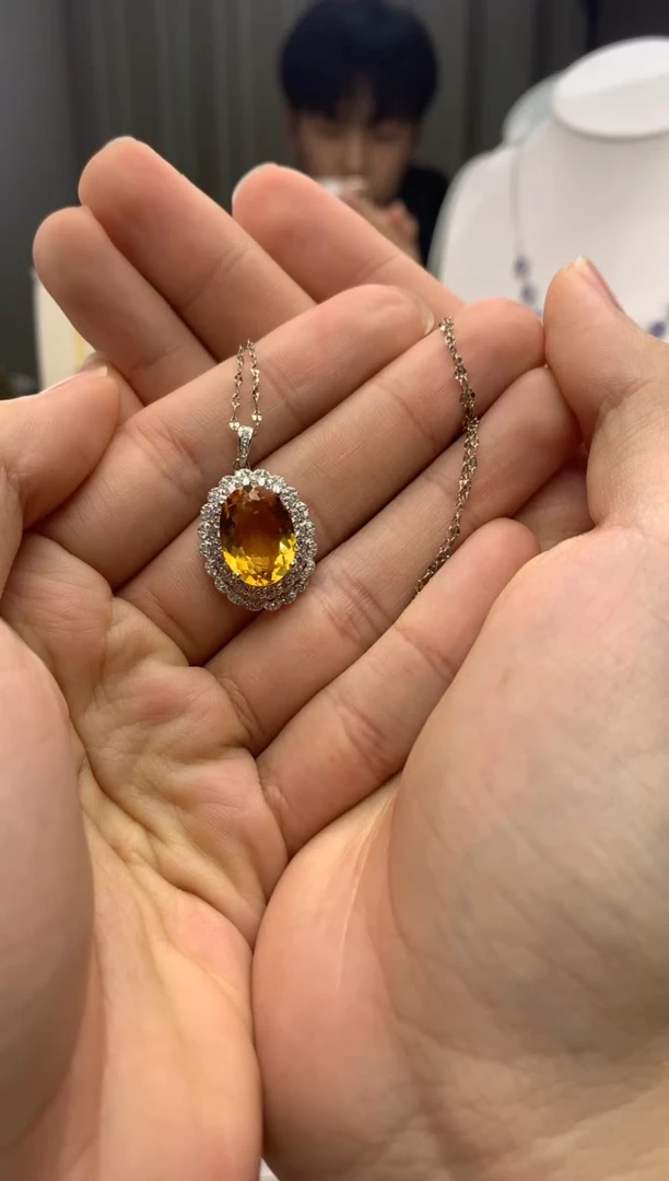 颈饰银S925镶嵌黄晶iD22-1