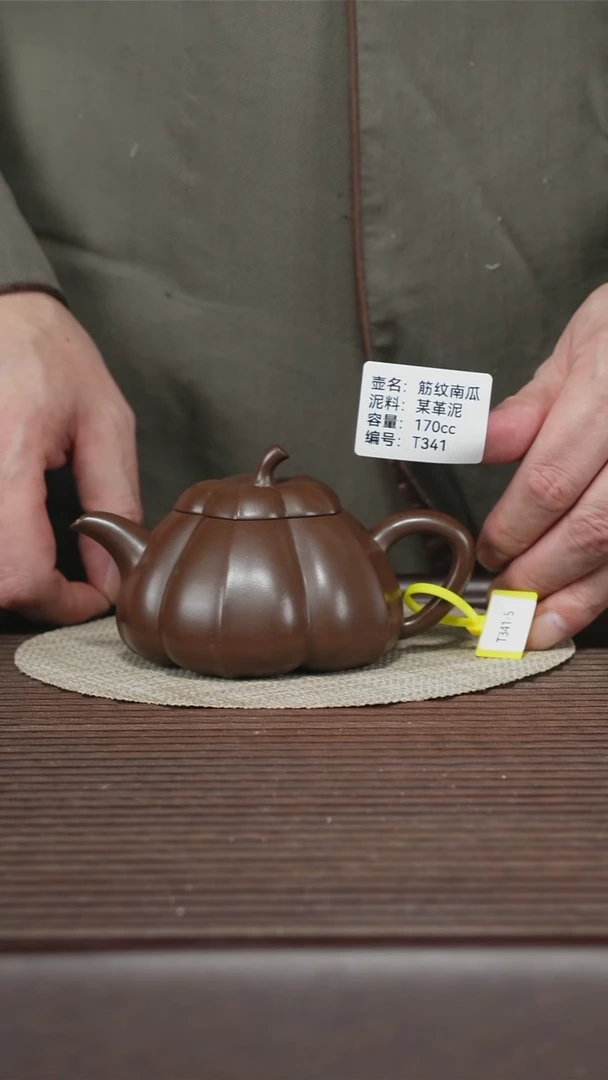 茶壶紫砂T341 某革泥 筋纹南瓜 170cc