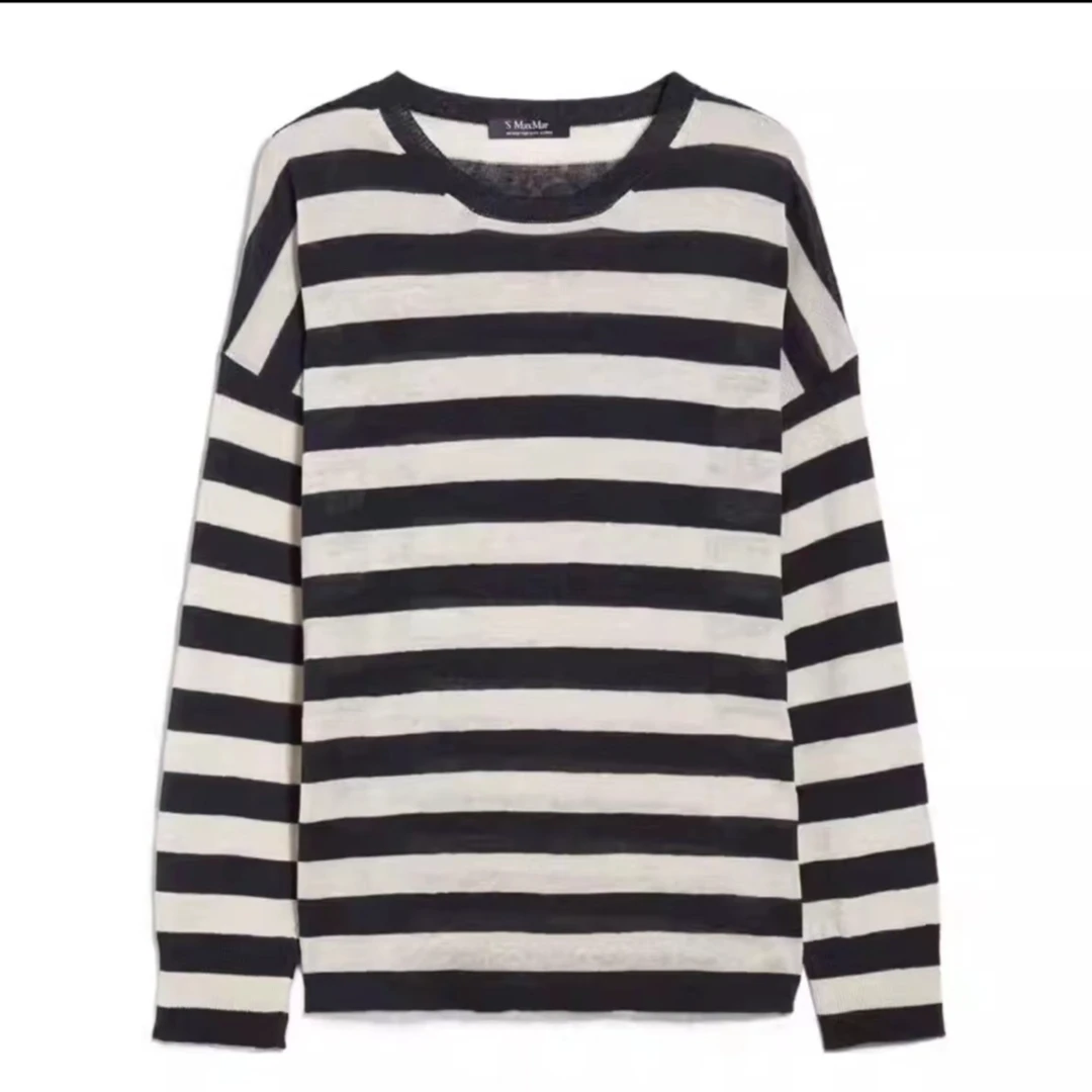 韩系条纹打底衫T恤圆领长袖针织时尚休闲HH002