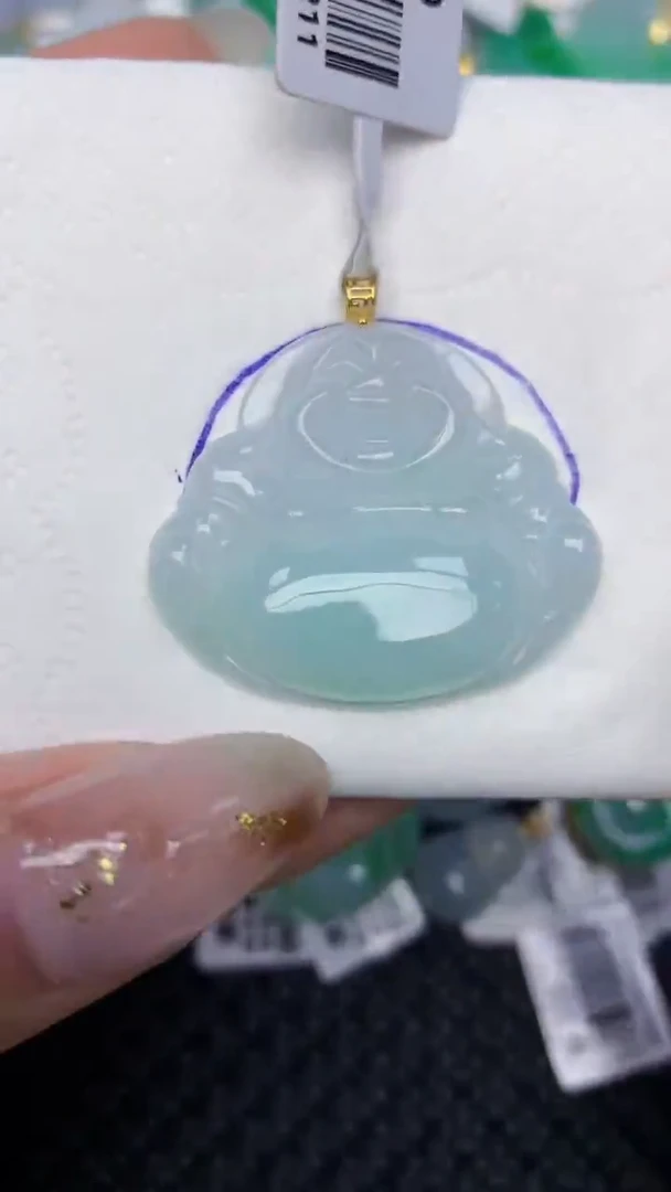 颈饰18K金镶嵌翡翠天然缅甸翡翠a货百元以上9元证书费自理