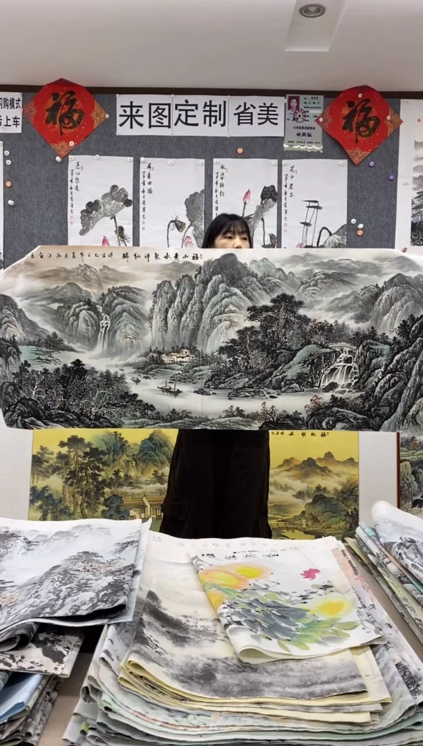 国画完**义沈泳江 手绘 小六尺180*70cm