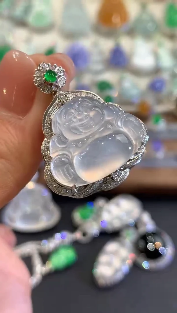 吊坠(不含链)18K金镶嵌翡翠q92