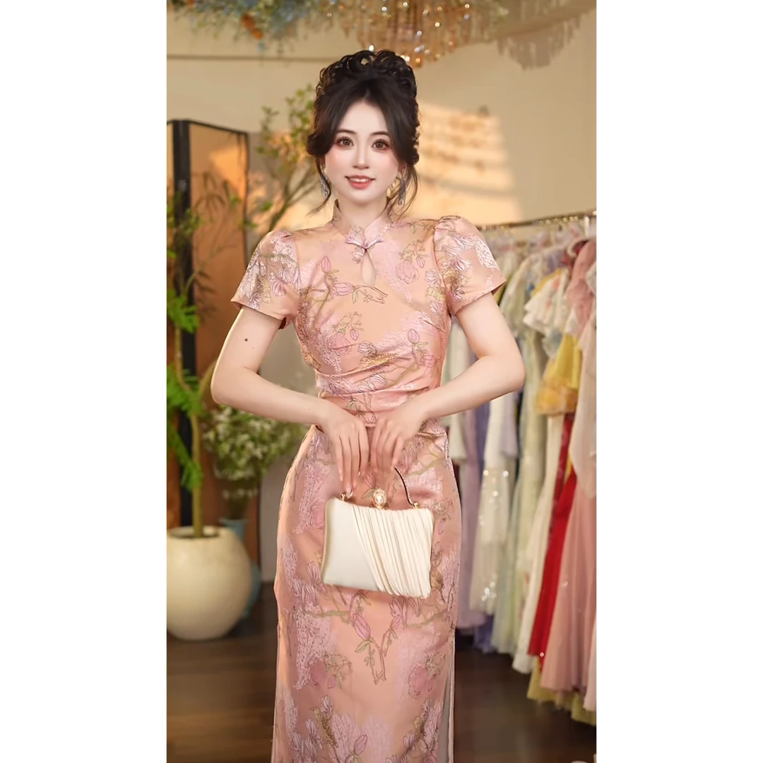 瑞瑞定制-1194（粉烟紫萝）连衣裙N818