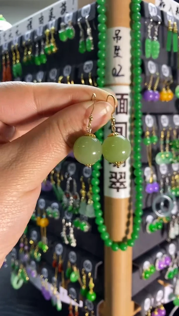 【闪购商品】和田玉耳饰银S925镶嵌016