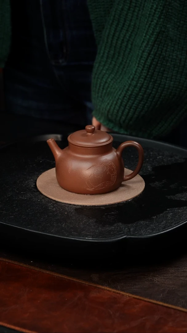 茶壶紫砂成进窑 言心136 紫泥 210毫升