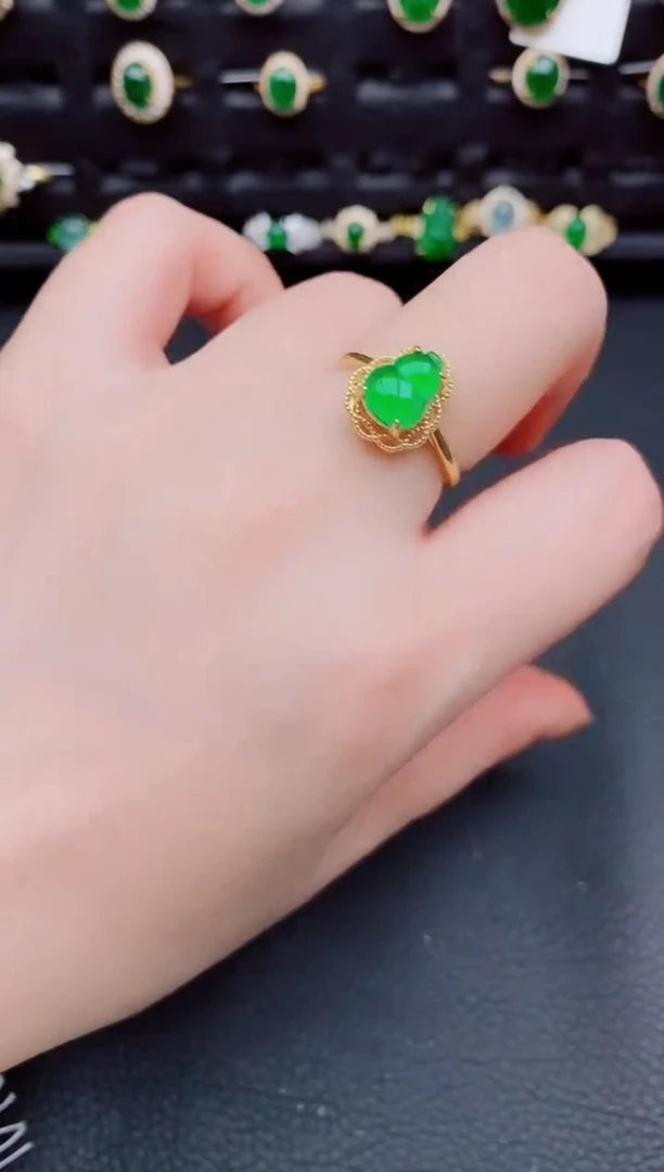 【闪购商品】翡翠戒指银S925镶嵌天然a货翡翠63