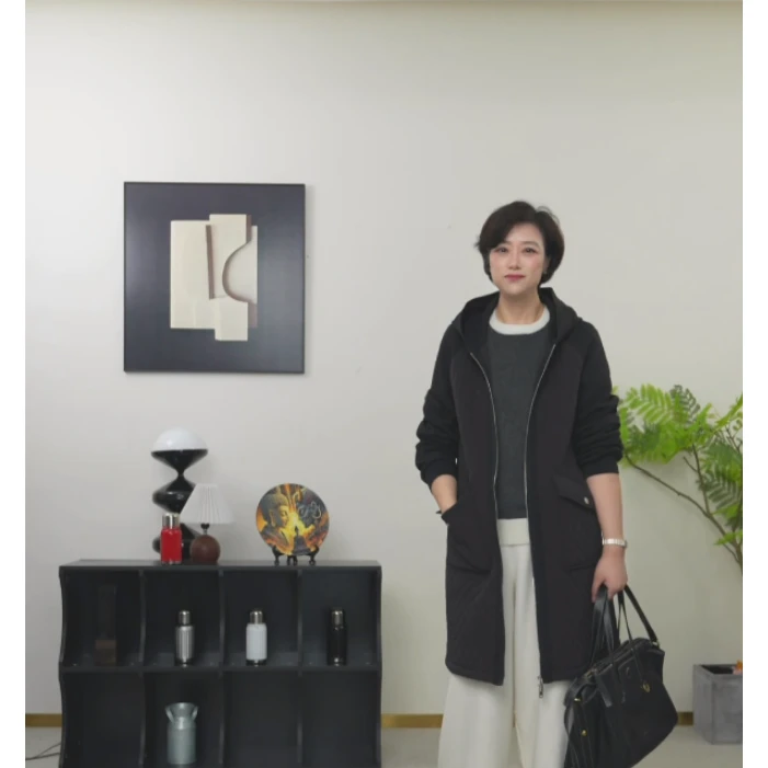 【U.M】川行驼绒棉服连帽菱格风衣款棉服显瘦