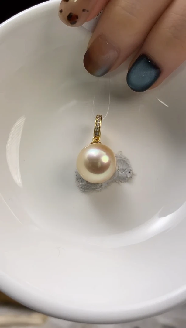 吊坠(不含链)银S925镶嵌海水珍珠13-14南洋金珍珠吊坠