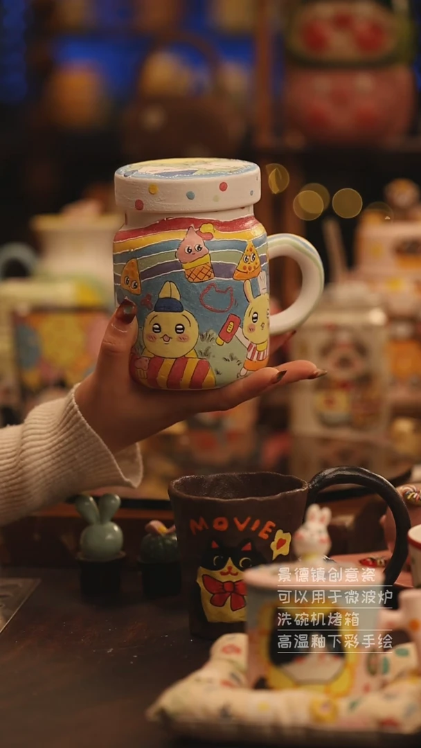 陶瓷景德镇可爱陶瓷釉下彩绘设计师款