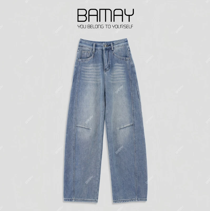 【BAMAY】新款纯棉弯刀牛仔裤设计感水洗休闲裤BM251PJ5Q