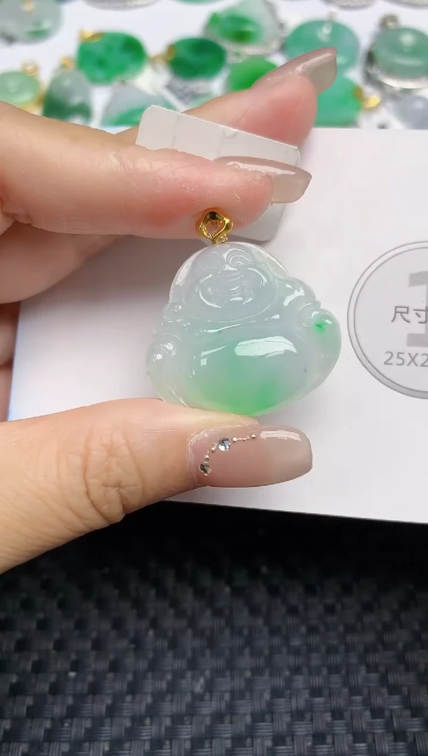 颈饰18K金镶嵌翡翠天然缅甸A货翡翠百元以上9元证书费自理