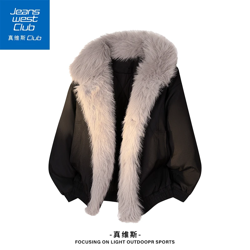 真维斯club美式座山雕毛领棉服男款冬季新款棉袄宽松加厚棉衣外套