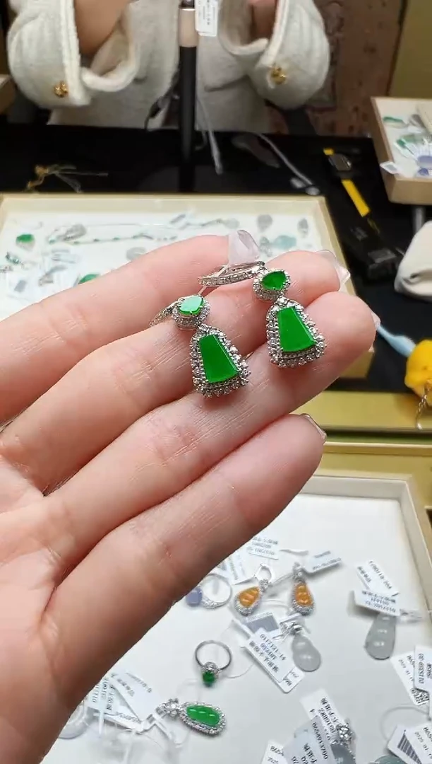 【闪购商品】翡翠耳饰18K金镶嵌FZB0118-278