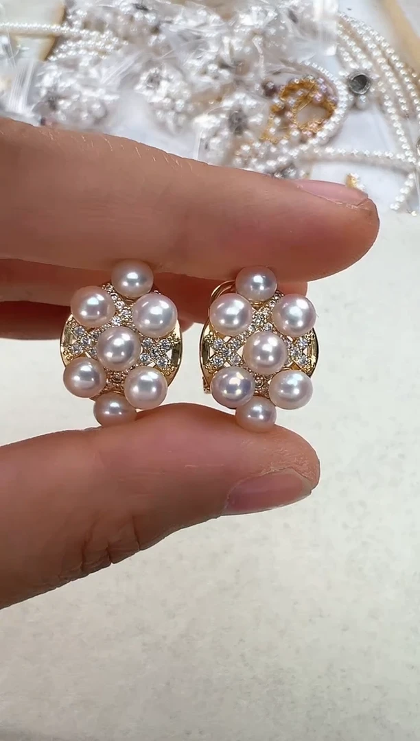 【闪购商品】淡水珍珠耳饰合金金色耳拍