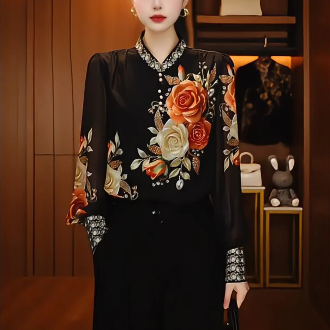 【贵妇装】原创【绣韵花绽】秋季显瘦上衣减龄休闲爆款轻奢透气款百搭