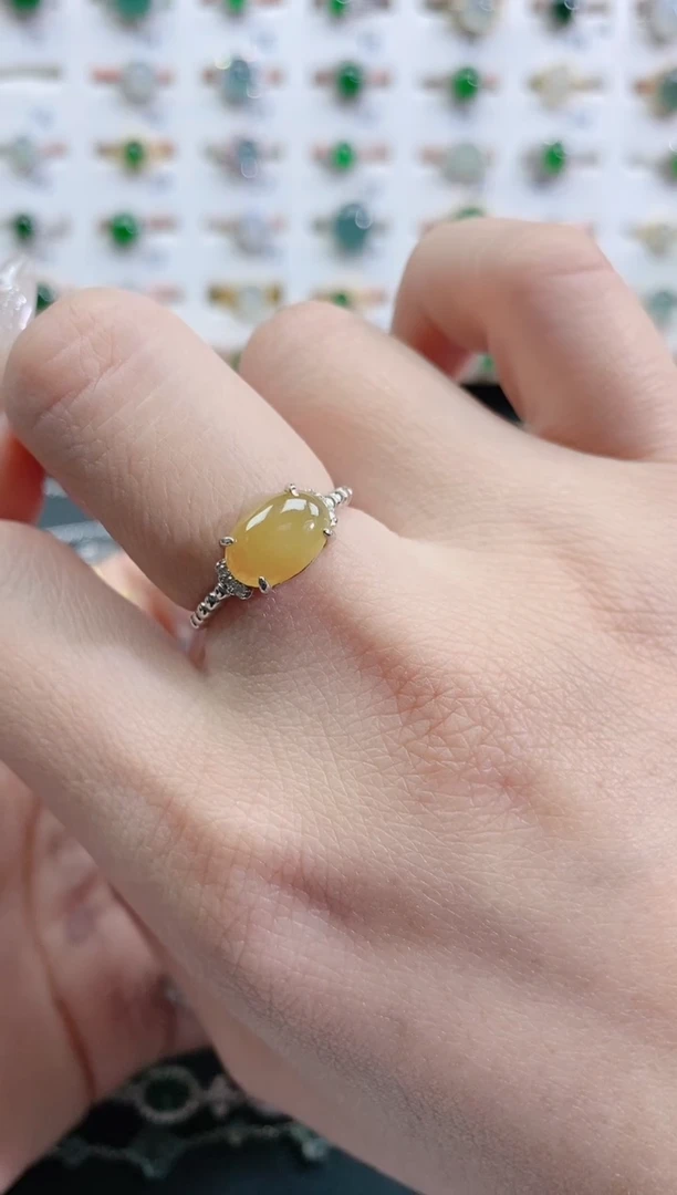 银S925镶嵌戒指翡翠天然翡翠