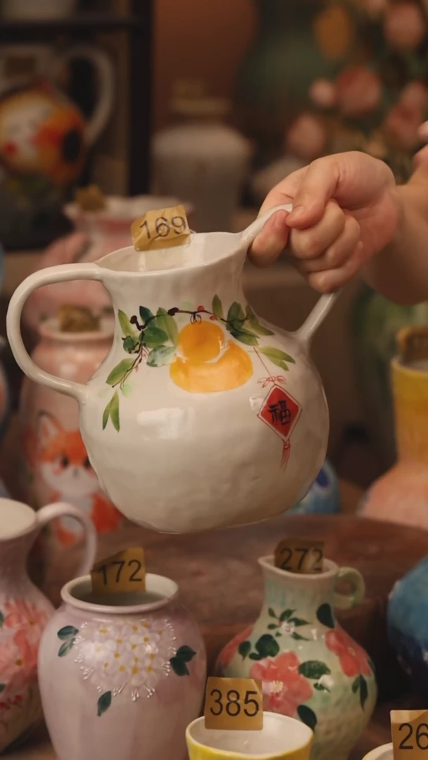 陶瓷169景德镇设计师手作花器摆件侘寂风