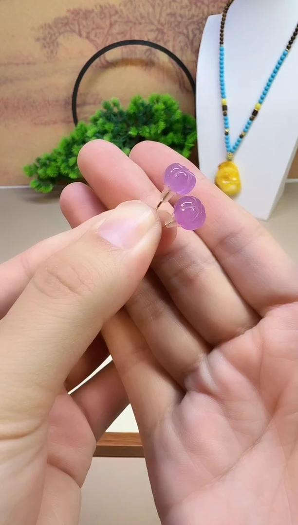 14K金镶嵌翡翠耳饰E97