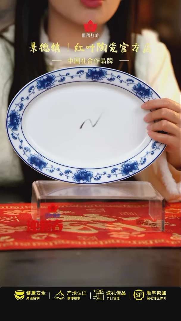 【闪购商品】1个微瑕满汉全席10英寸鱼盘